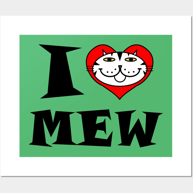 I Heart Cat - Black and White Striped Kitty Wall Art by RawSunArt